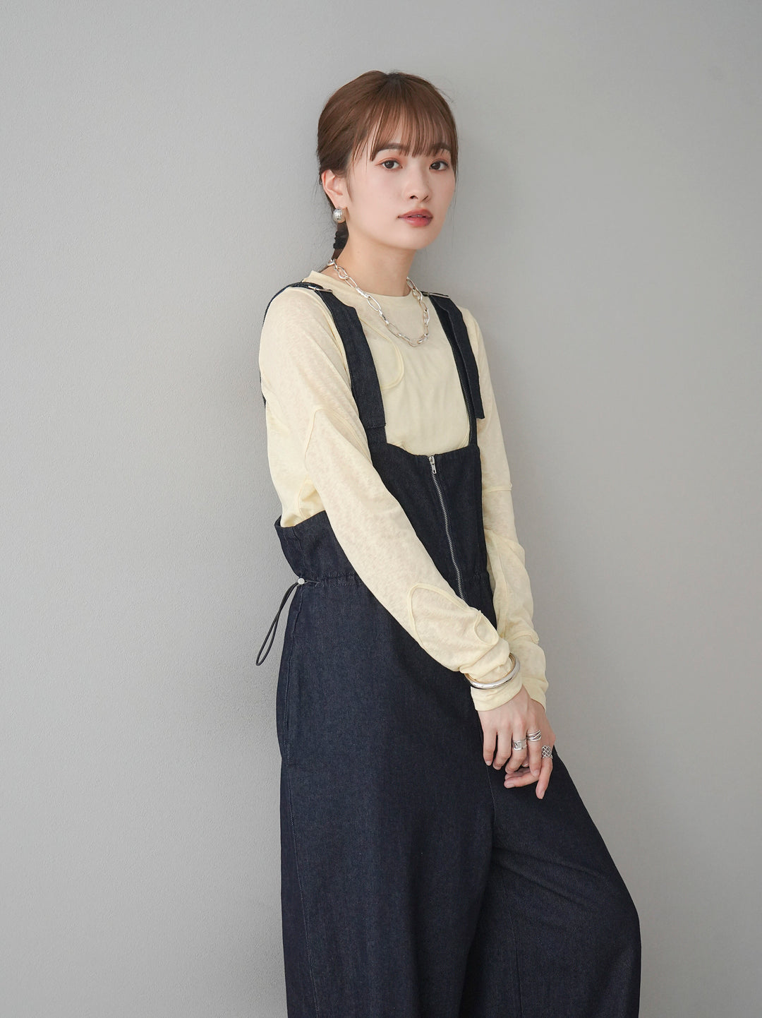 [預購] 繩繡透視長袖T卹 / 黃色