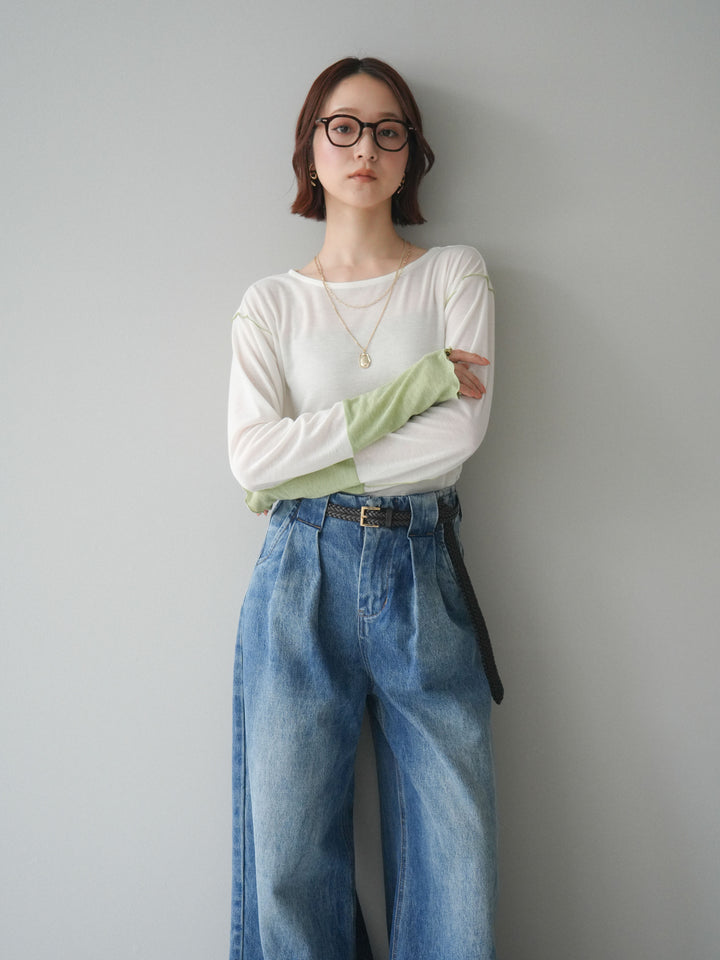 [SET]配色メロウトップス+配色メロウトップス(2set)