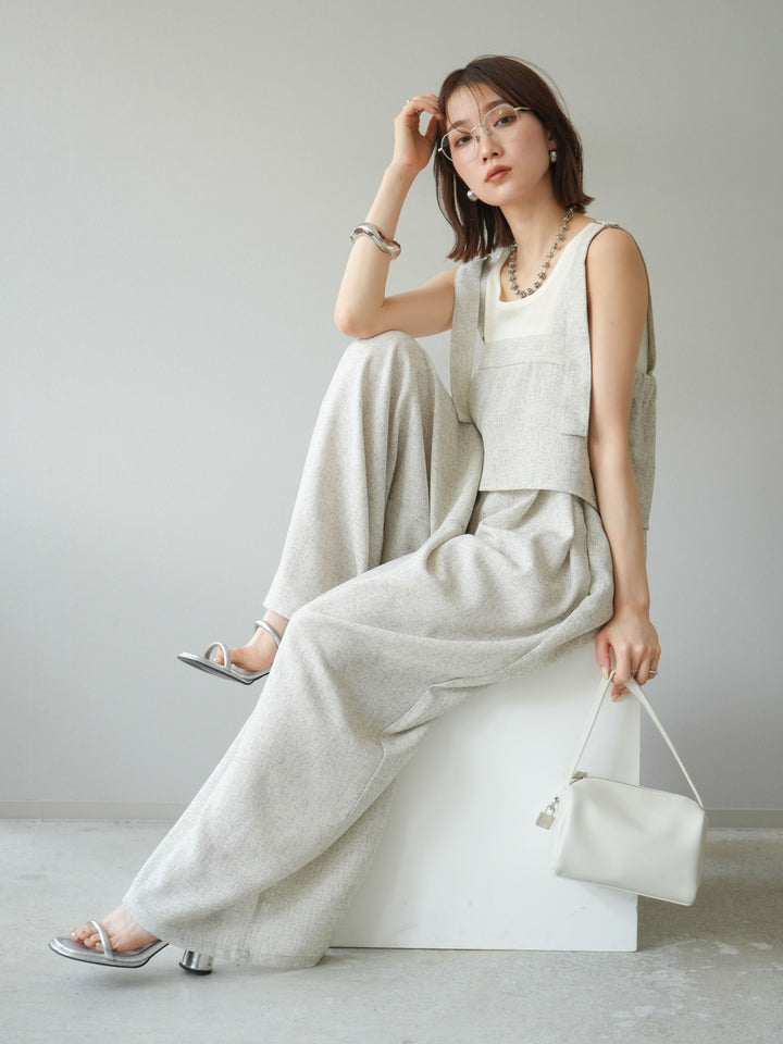 [予約]サマーツイードケープサロペット/アイボリー