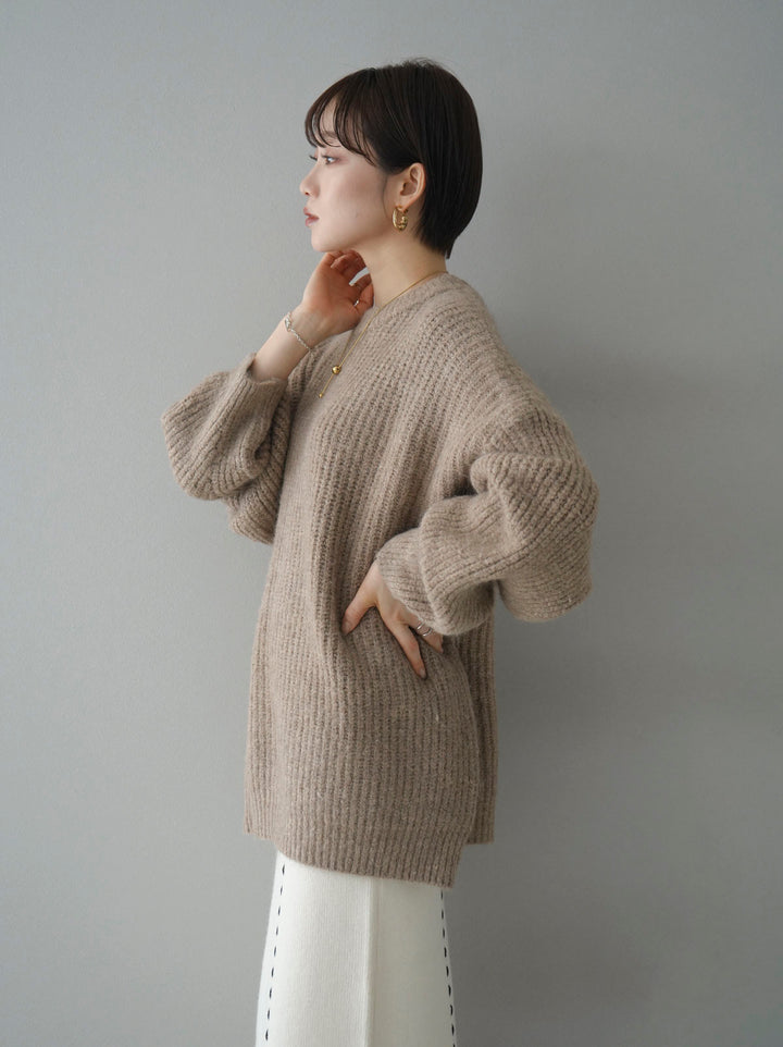 [Pre-order] Mixed yarn wool touch knit pullover/beige