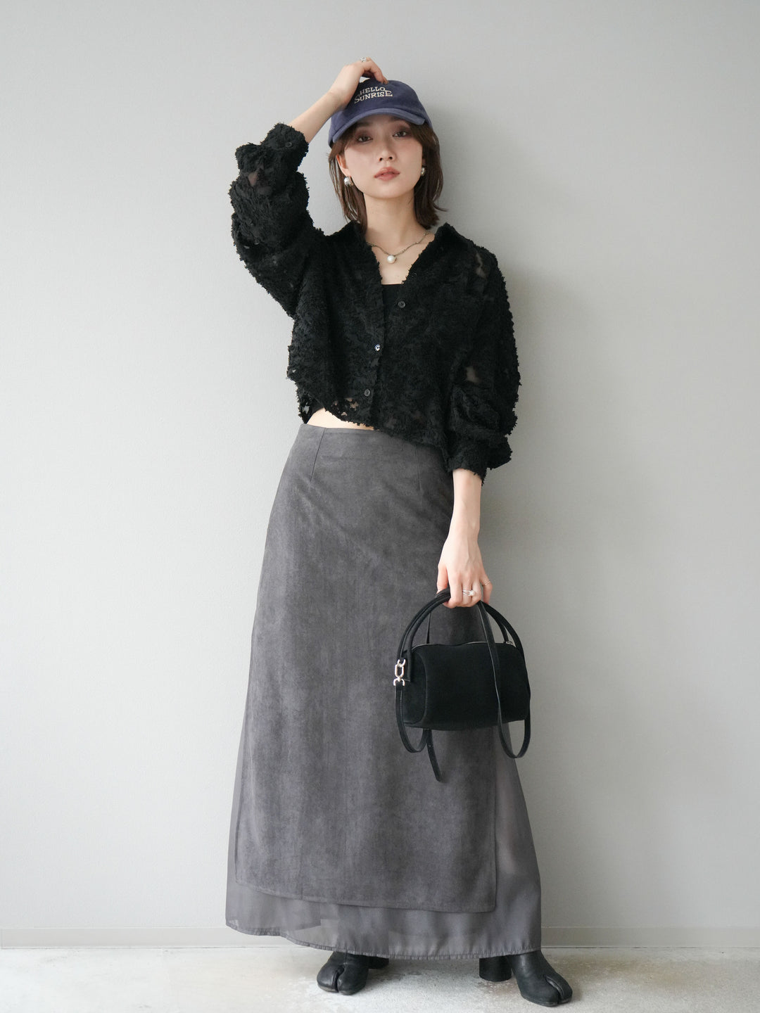 [予約]ジャガードショートシャツ/ブラック