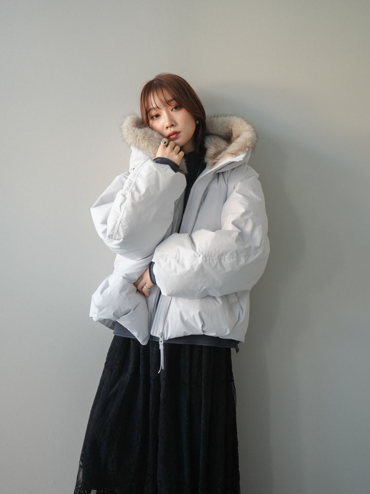 [予約]フードファーショートダウンコート/lightgray