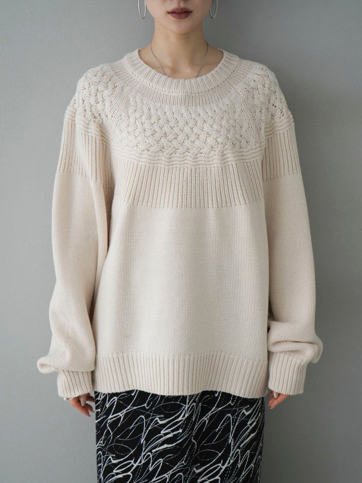 [Pre-order] Cable-switched knit pullover/ivory