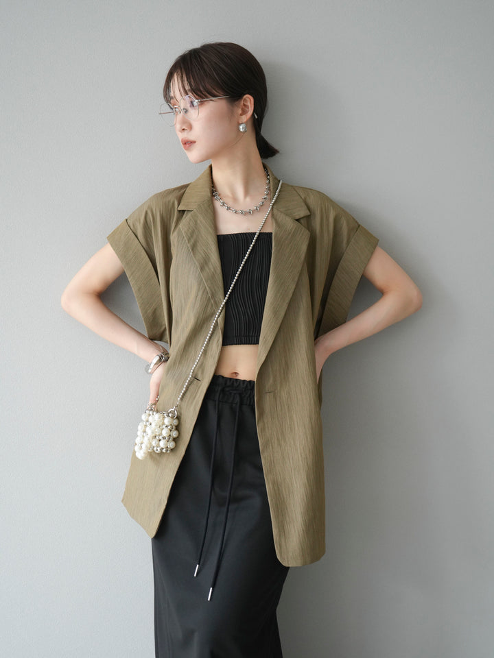 [SET]リネンライクノースリーブダブルジレ+選べるアクセセット(2set)