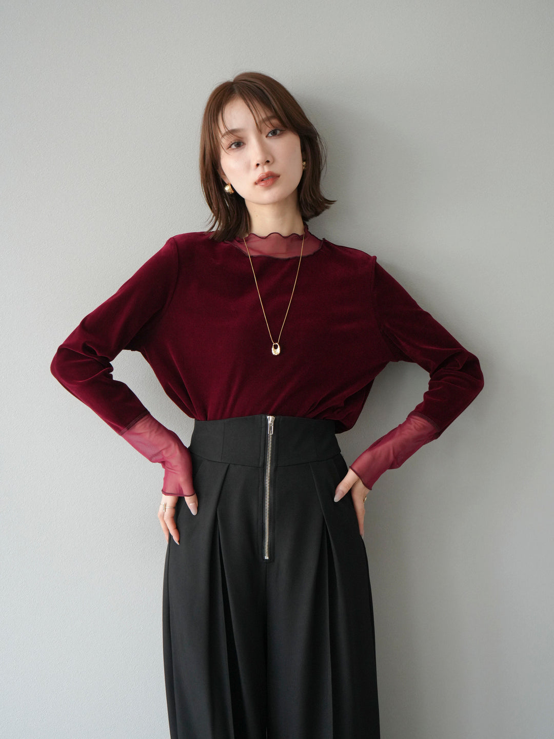 [SET]シアー切替ベロアトップス+シアー切替ベロアトップス(2set)