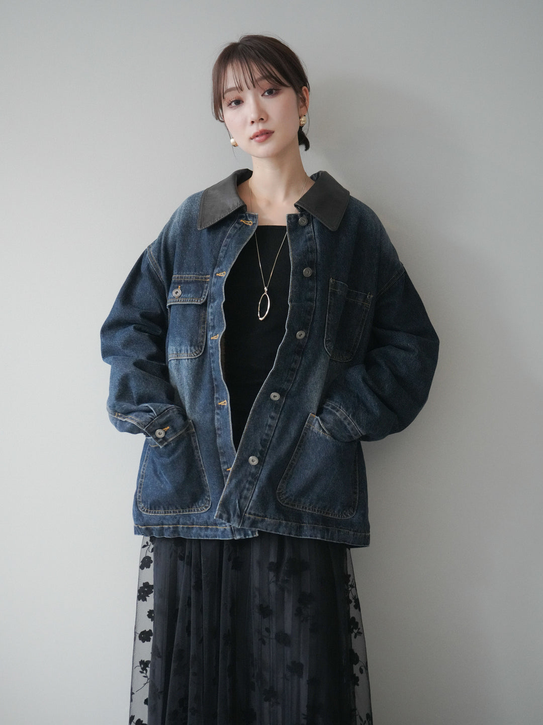 [予約]裏地ファーデニムフライトジャケット/blue