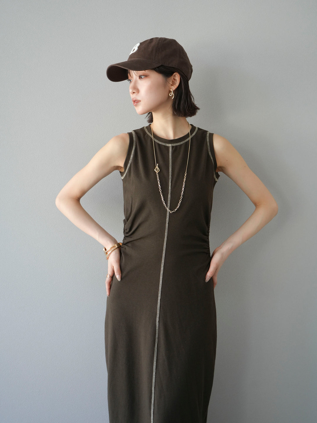 【預購】B字刺繡棒球帽/棕色