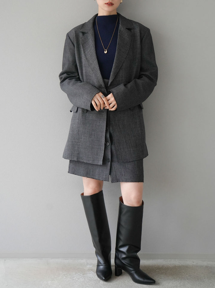 [予約]カットオフダブルブレストジャケット/ブラック