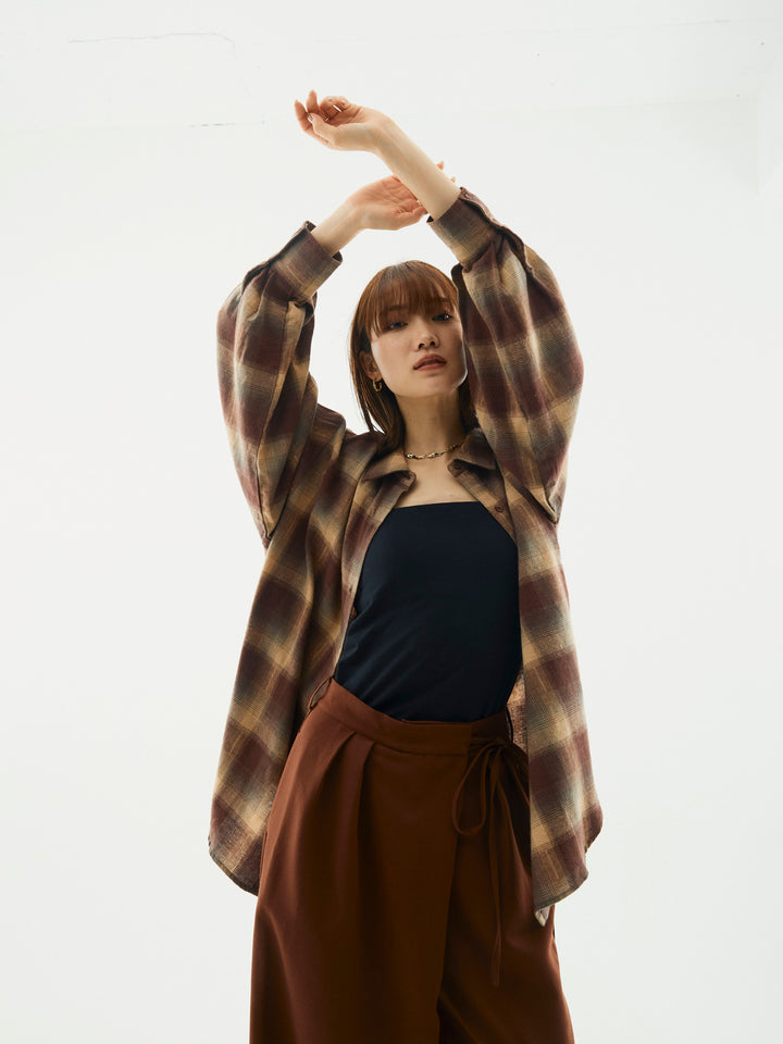 【Allure】[SET]オンブレチェックオーバーシャツ+オンブレチェックオーバーシャツ(2set)