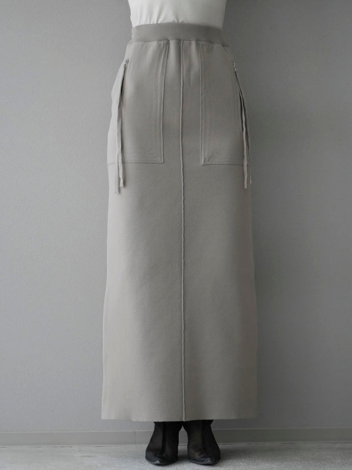 [Pre-order] Pocket design Milan rib knit skirt/greige
