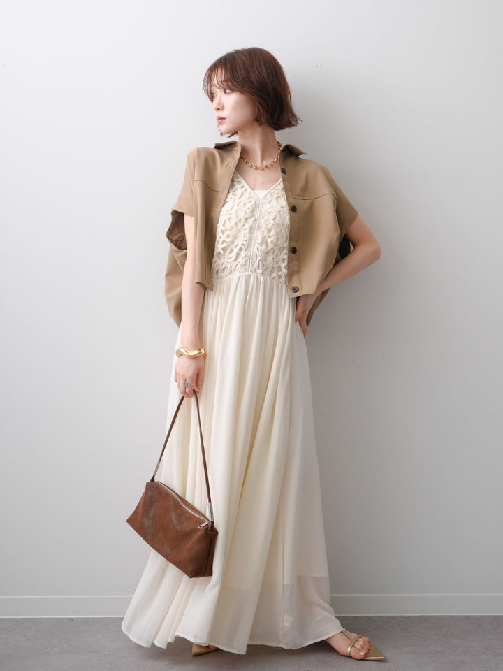 [SET]クロシェシフォンキャミワンピース+選べるアクセセット(2set)