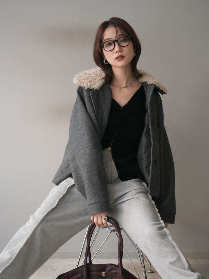 [予約]ロービングボアえりブルゾン/charcoal