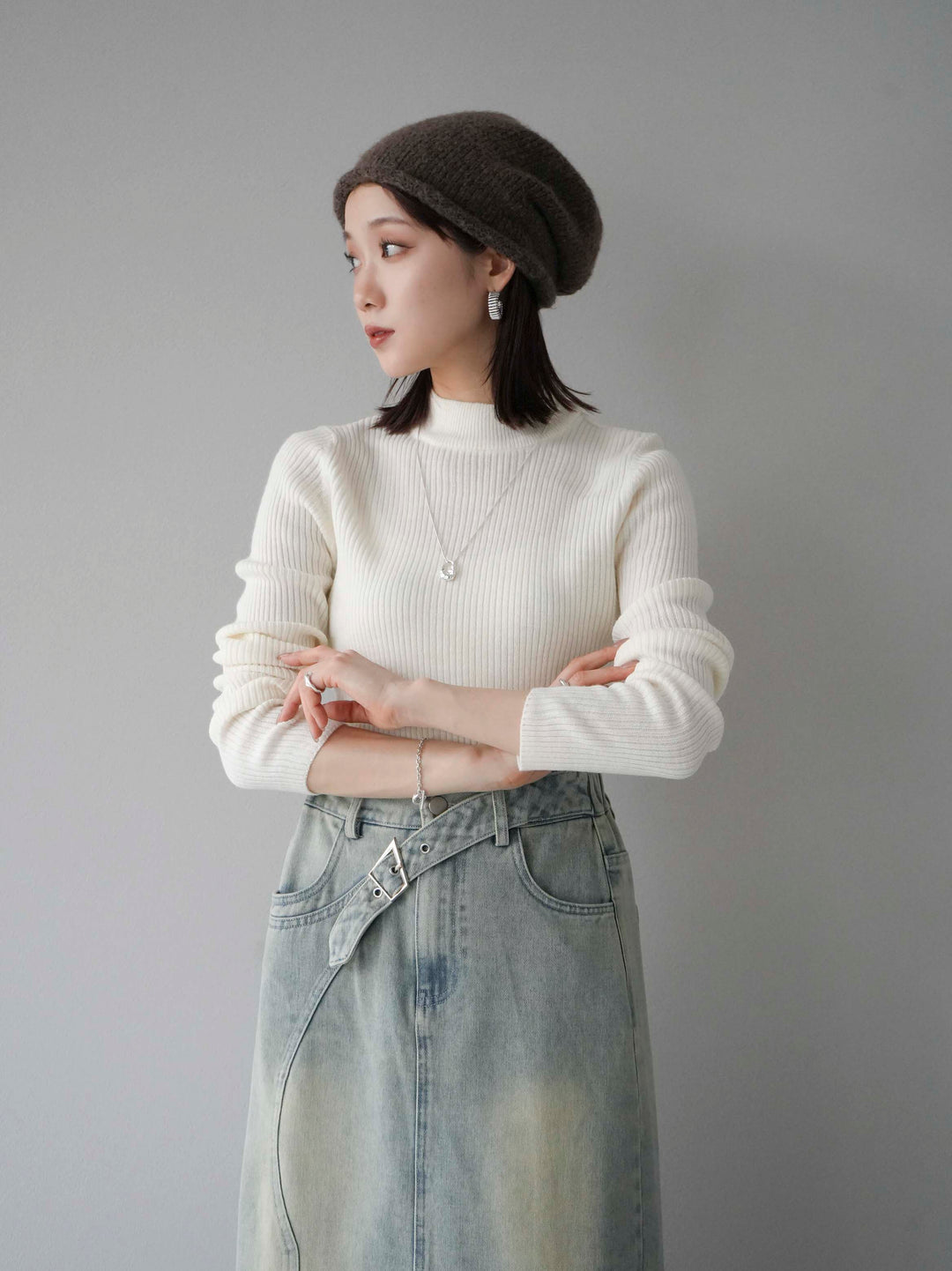 [預訂] 瓶頸羅紋針織上衣/下衣