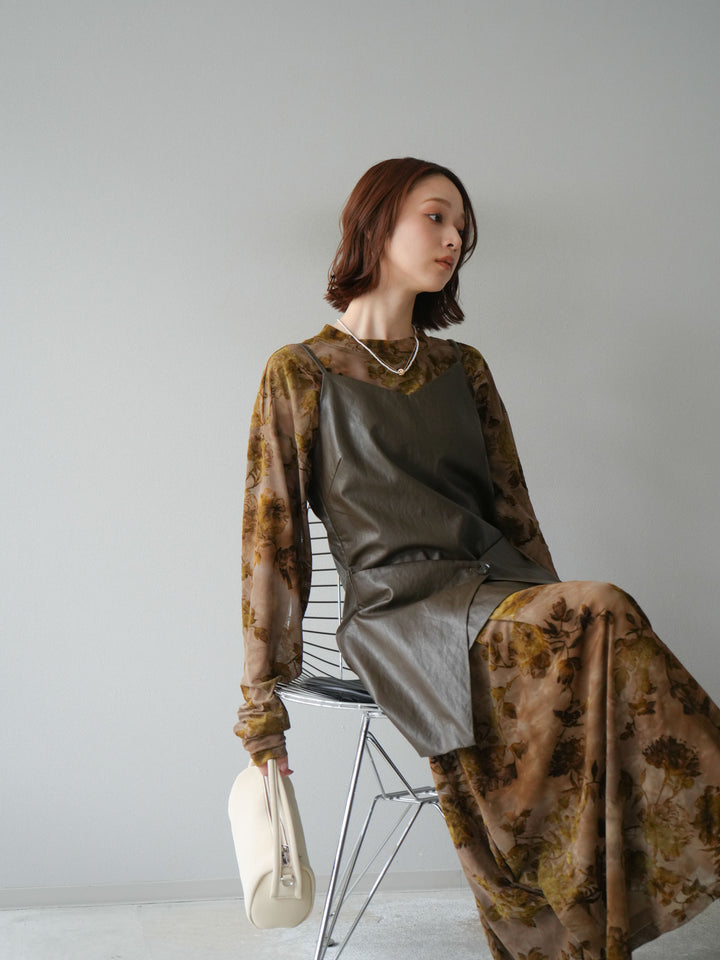 [予約]レイヤードレザーキャミソールチュニック/ブラウン