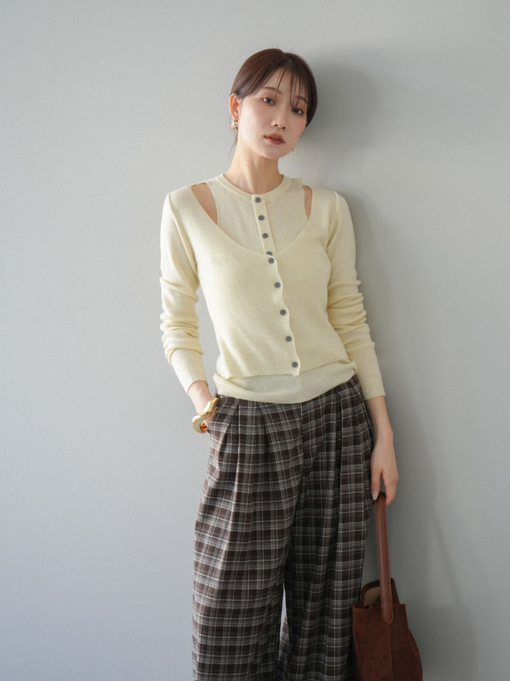 [予約]レイヤードデザインニットカーディガン/アイボリー