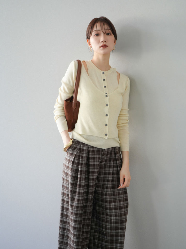 [予約]レイヤードデザインニットカーディガン/アイボリー