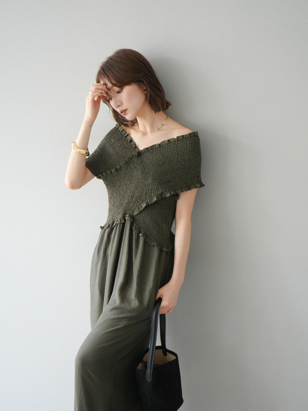 [SET]シャーリングクロスサロペット+シャーリングクロスサロペット(2set)