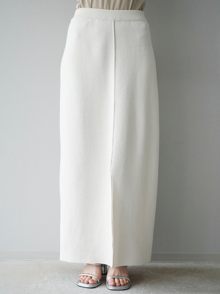 [予約]レーヨンポリIラインニットスカート/アイボリー