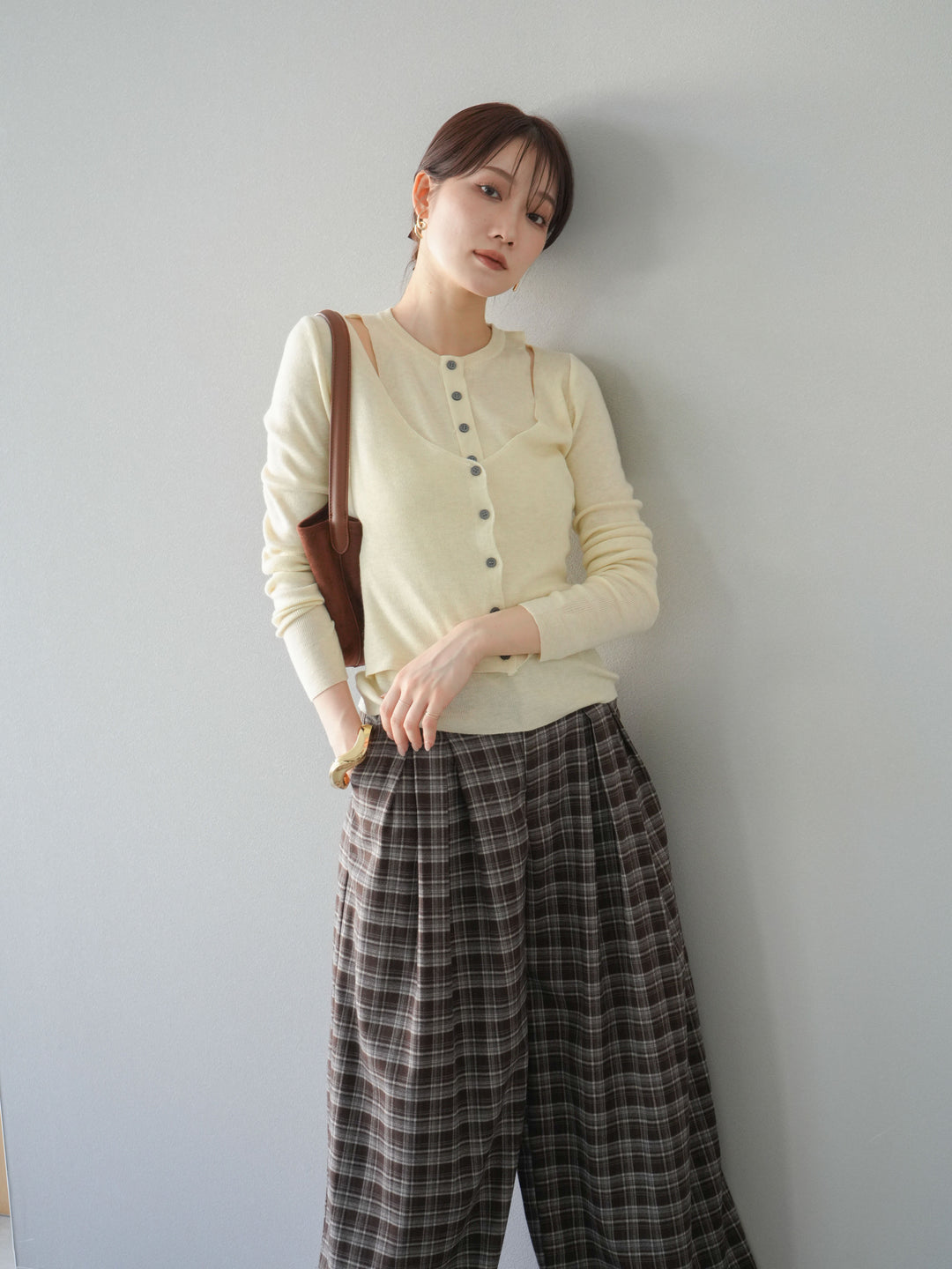 [予約]レイヤードデザインニットカーディガン/アイボリー