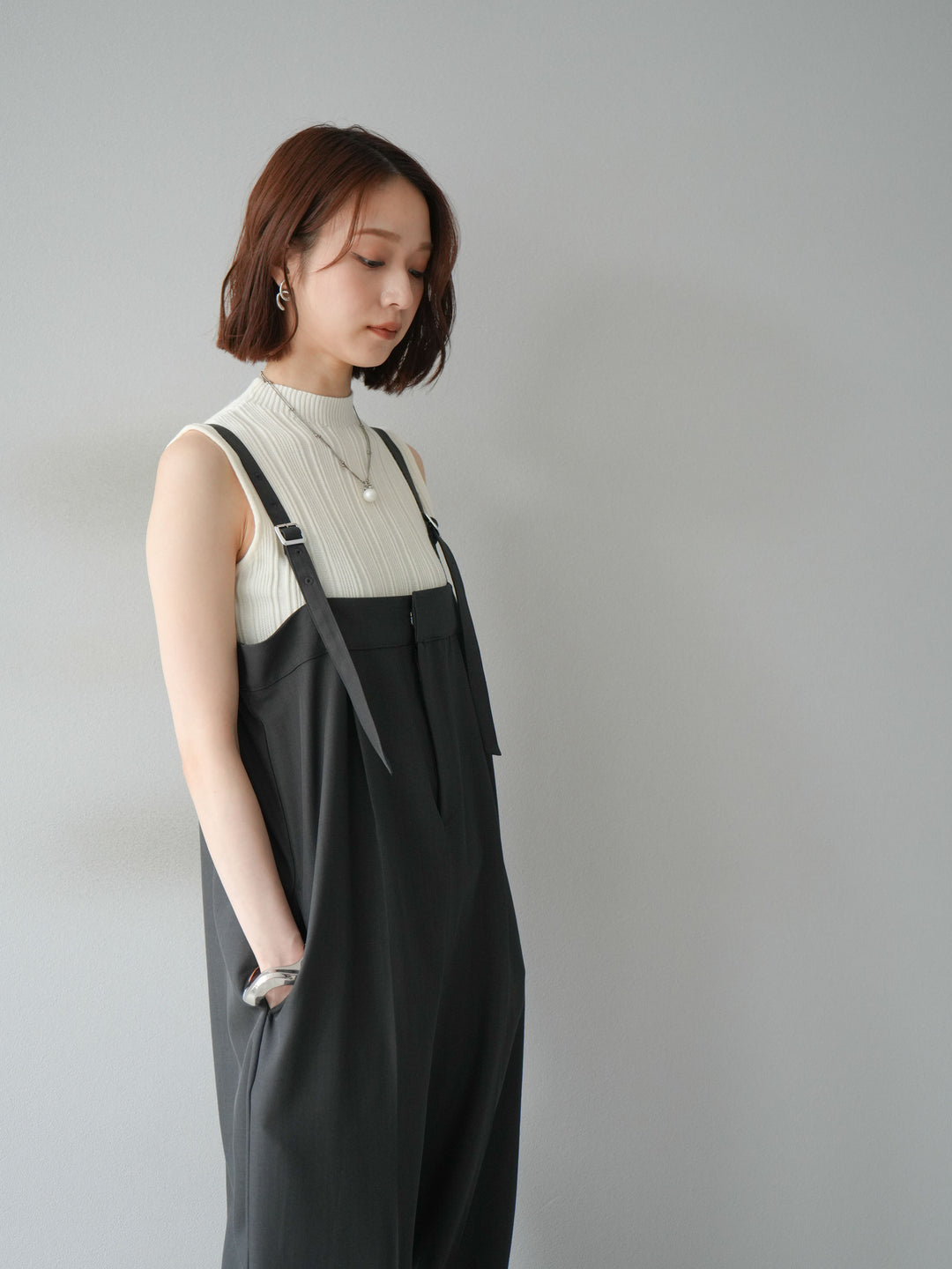 [予約]スリーブレスランダムリブニットトップス/アイボリー