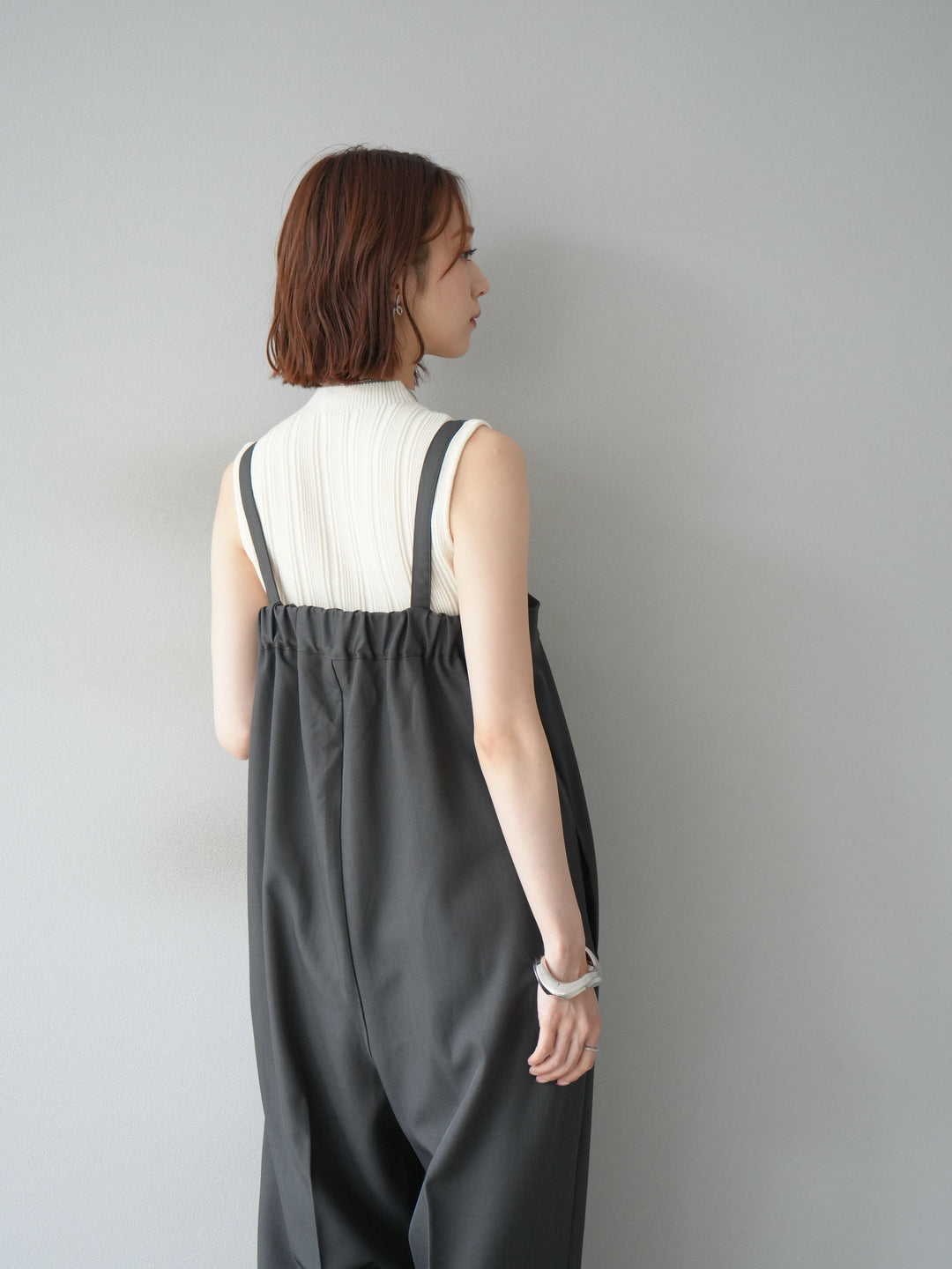 [予約]スリーブレスランダムリブニットトップス/アイボリー