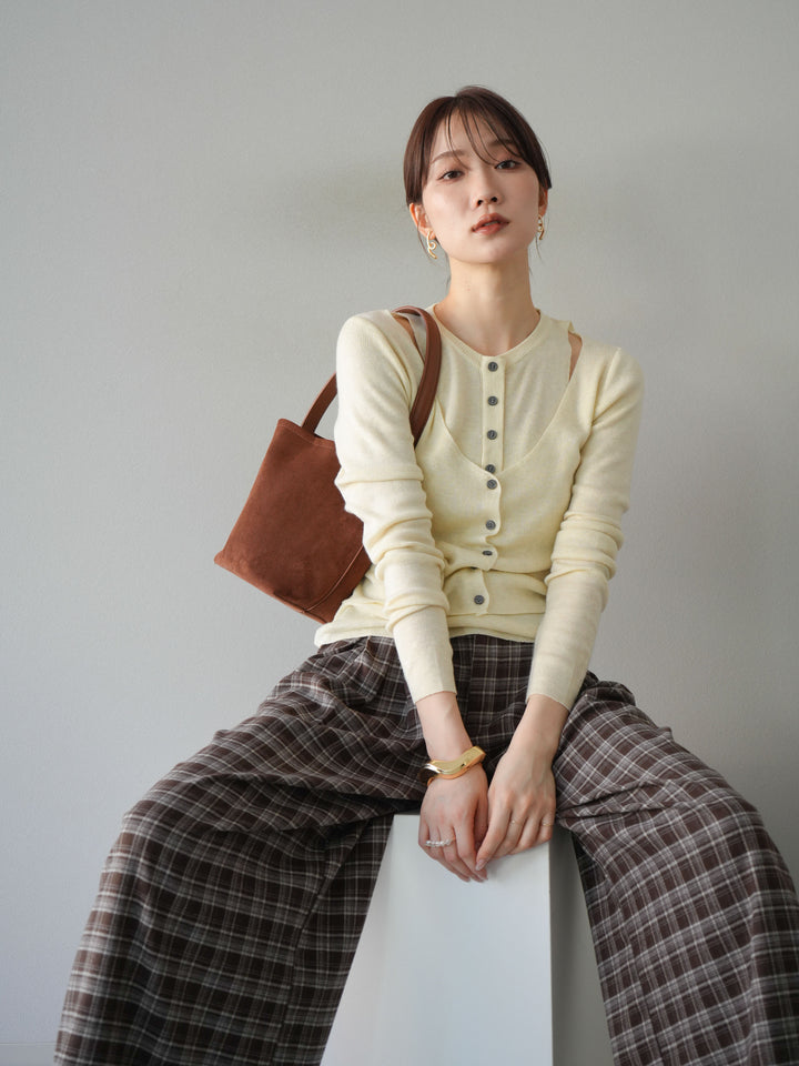 [予約]レイヤードデザインニットカーディガン/アイボリー