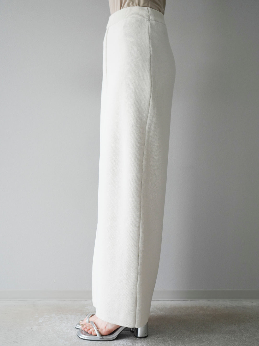 [予約]レーヨンポリIラインニットスカート/アイボリー