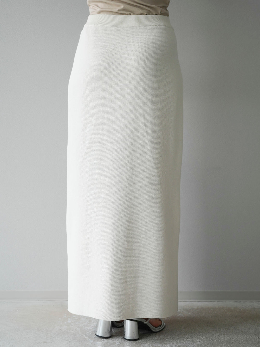 [予約]レーヨンポリIラインニットスカート/アイボリー