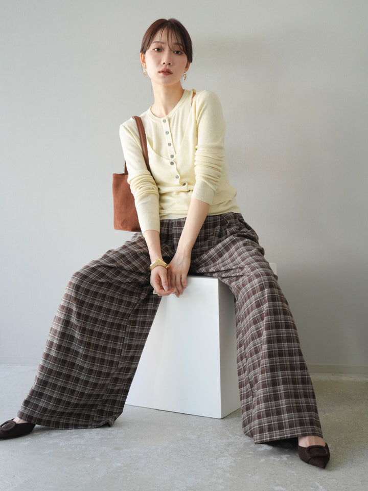 [予約]レイヤードデザインニットカーディガン/アイボリー