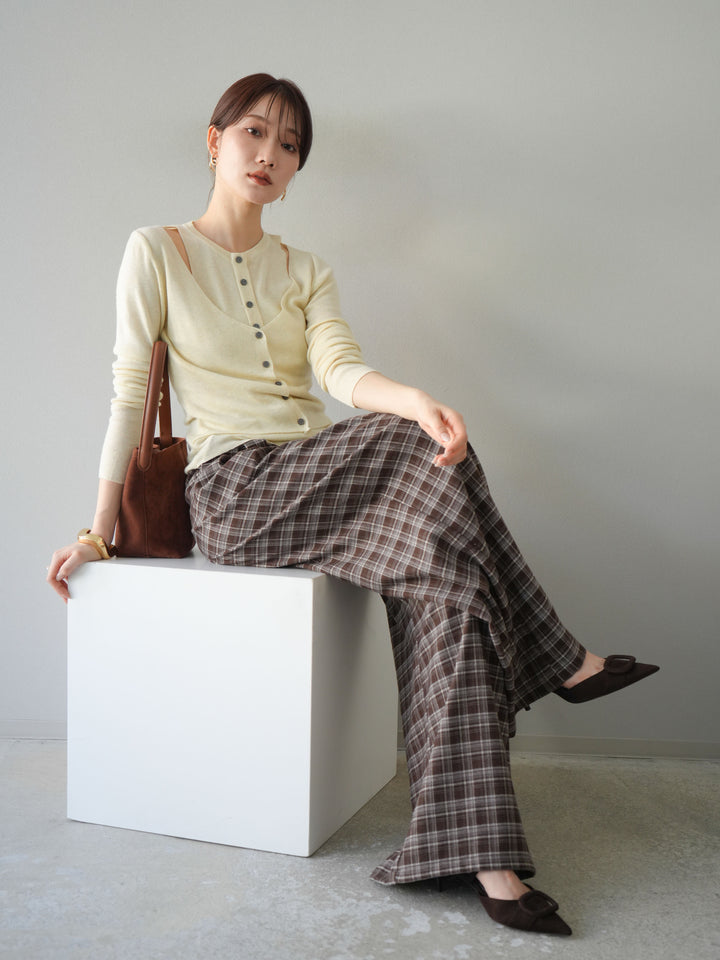 [予約]レイヤードデザインニットカーディガン/アイボリー