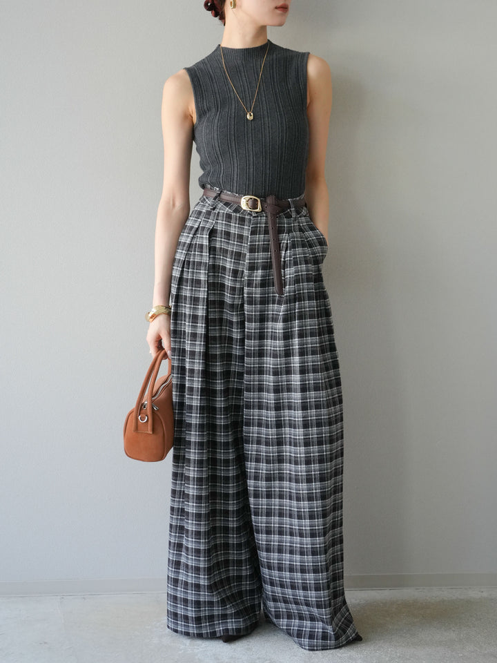 [予約]スリーブレスランダムリブニットトップス/グレー