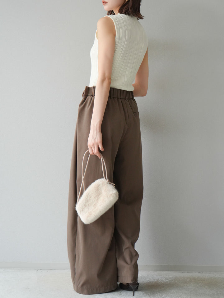 [予約]スリーブレスランダムリブニットトップス/アイボリー