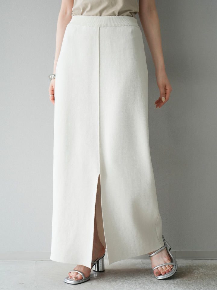 [予約]レーヨンポリIラインニットスカート/アイボリー