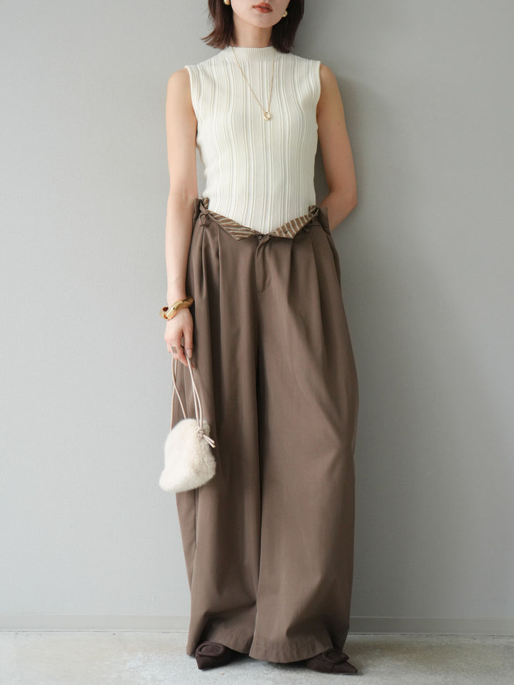 [予約]スリーブレスランダムリブニットトップス/アイボリー