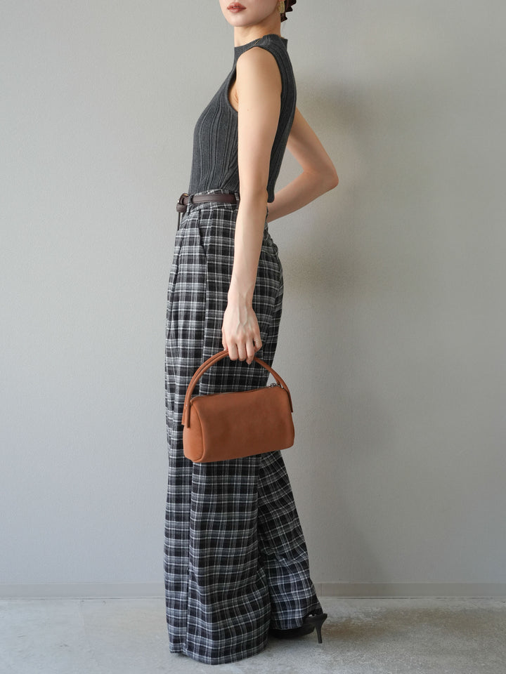 [予約]スリーブレスランダムリブニットトップス/グレー