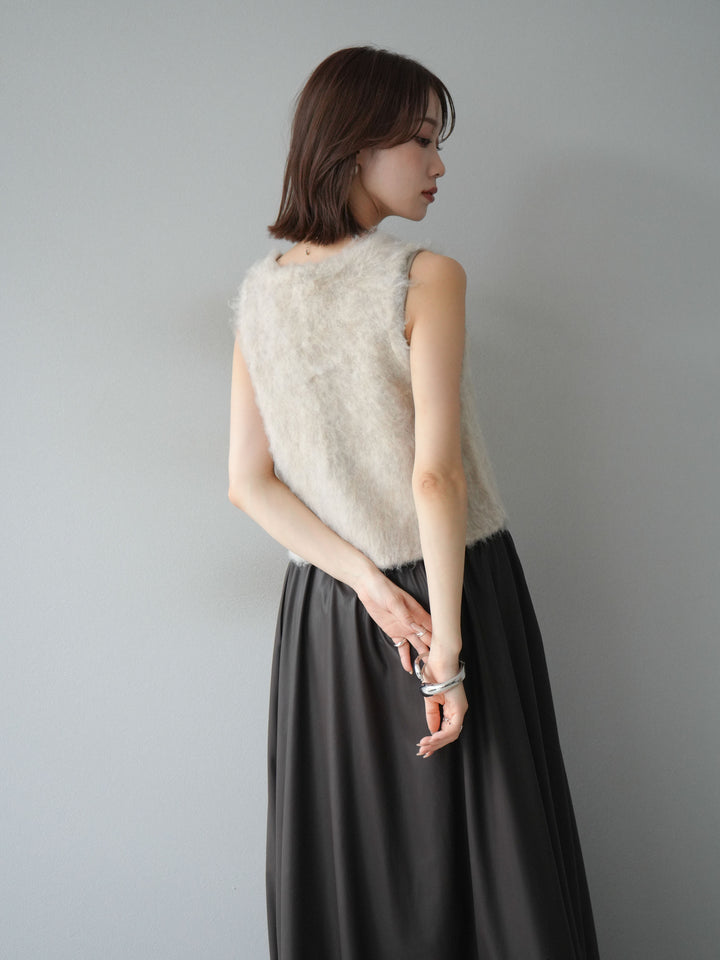 [予約]ミックスシャギーUネックベスト/エクリュ