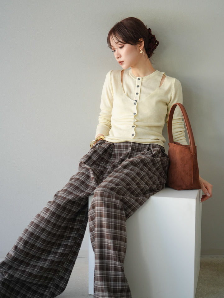 [予約]レイヤードデザインニットカーディガン/アイボリー