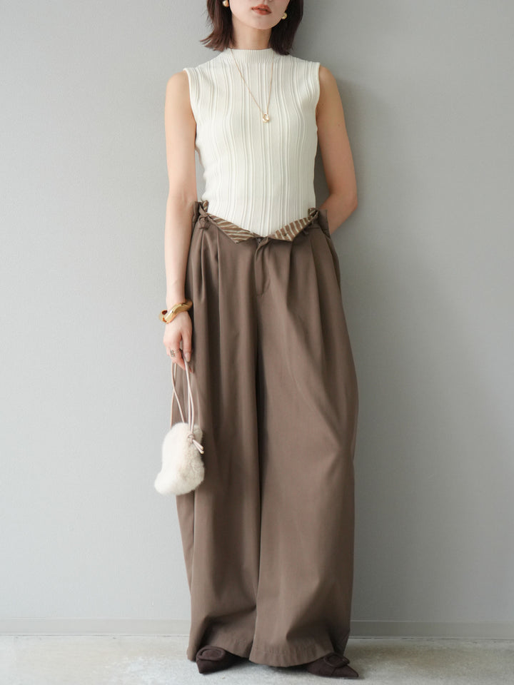 [予約]スリーブレスランダムリブニットトップス/アイボリー