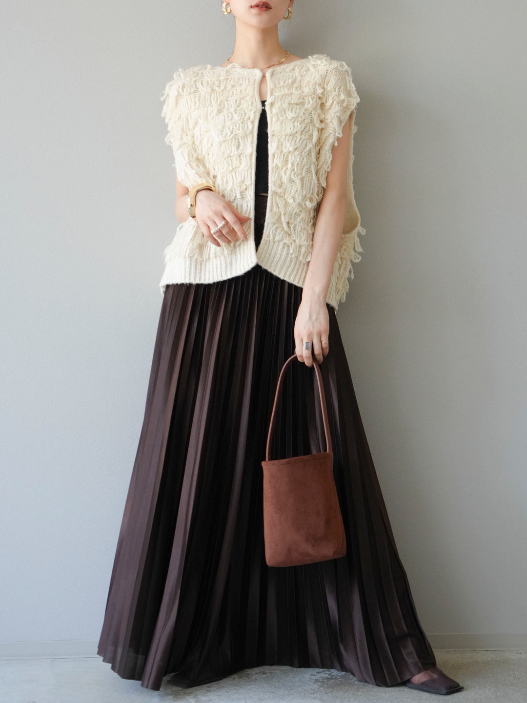 [予約]ループデザインベスト/アイボリー