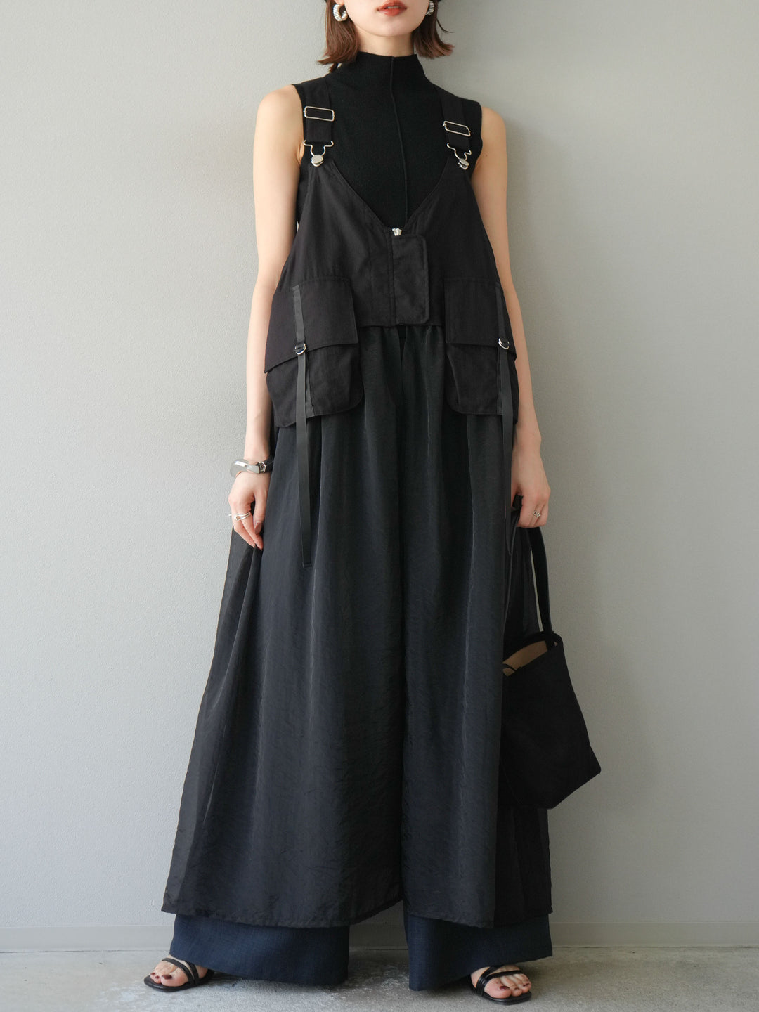 [予約]タクティカルベストオーガンザワンピース/ブラック