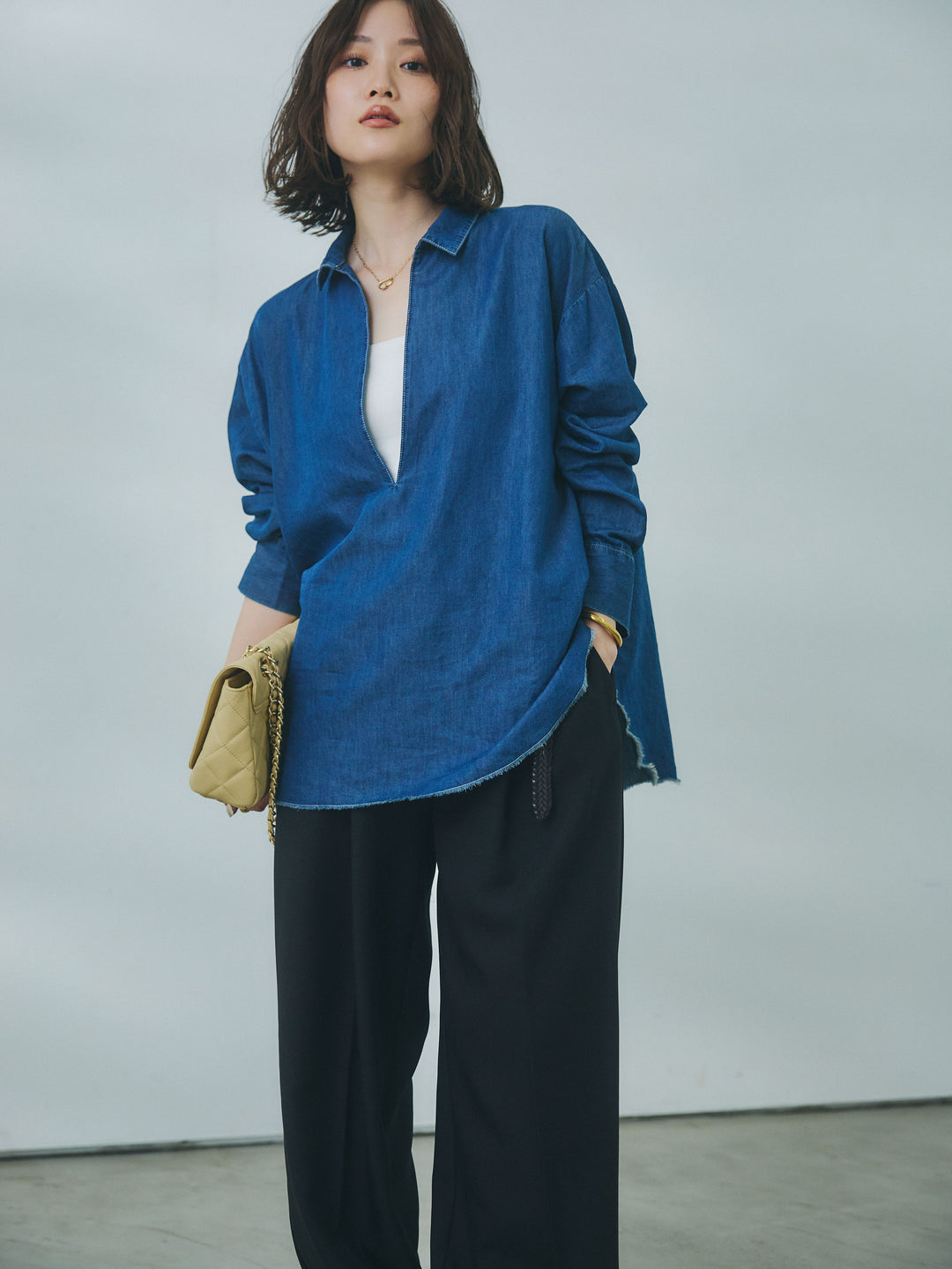 【Allure】[SET]コットンライクスキッパーシャツ+コットンライクスキッパーシャツ(2set)