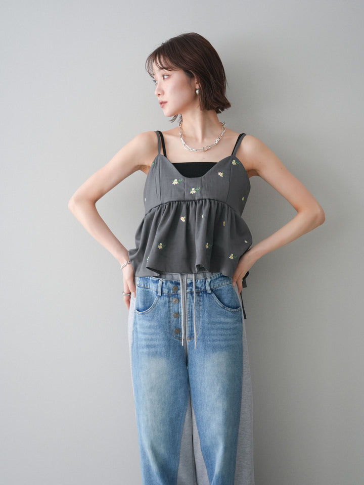 [SET]フラワー刺繍ビスチェ+選べるアクセセット(2set)