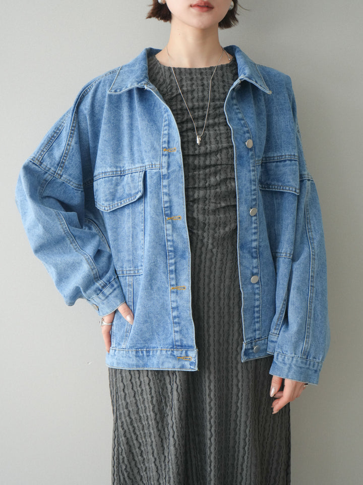 [予約]シャーリングジャガードノースリーブワンピース/gray