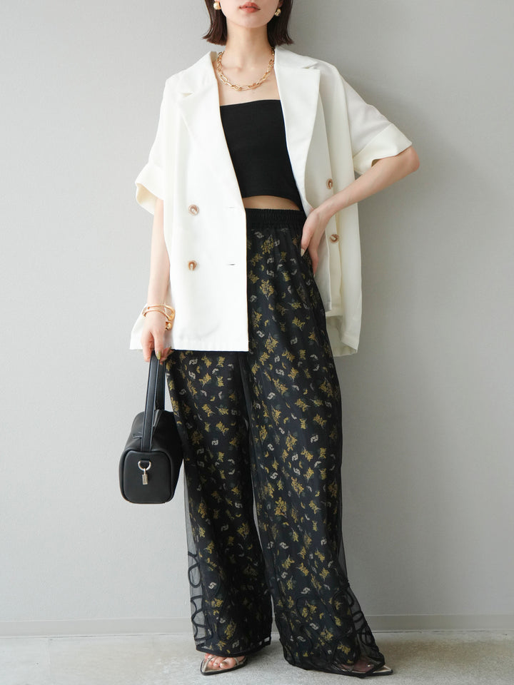 [予約]リネンライクハーフテーラードジャケット/アイボリー