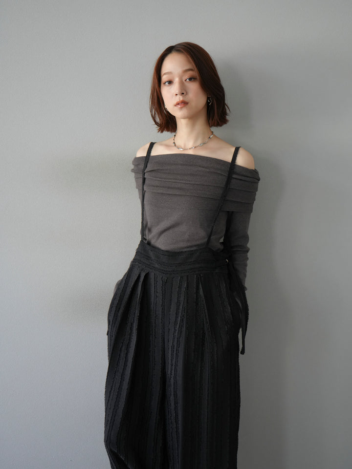 [予約]オフショルニットプルオーバー/チャコール