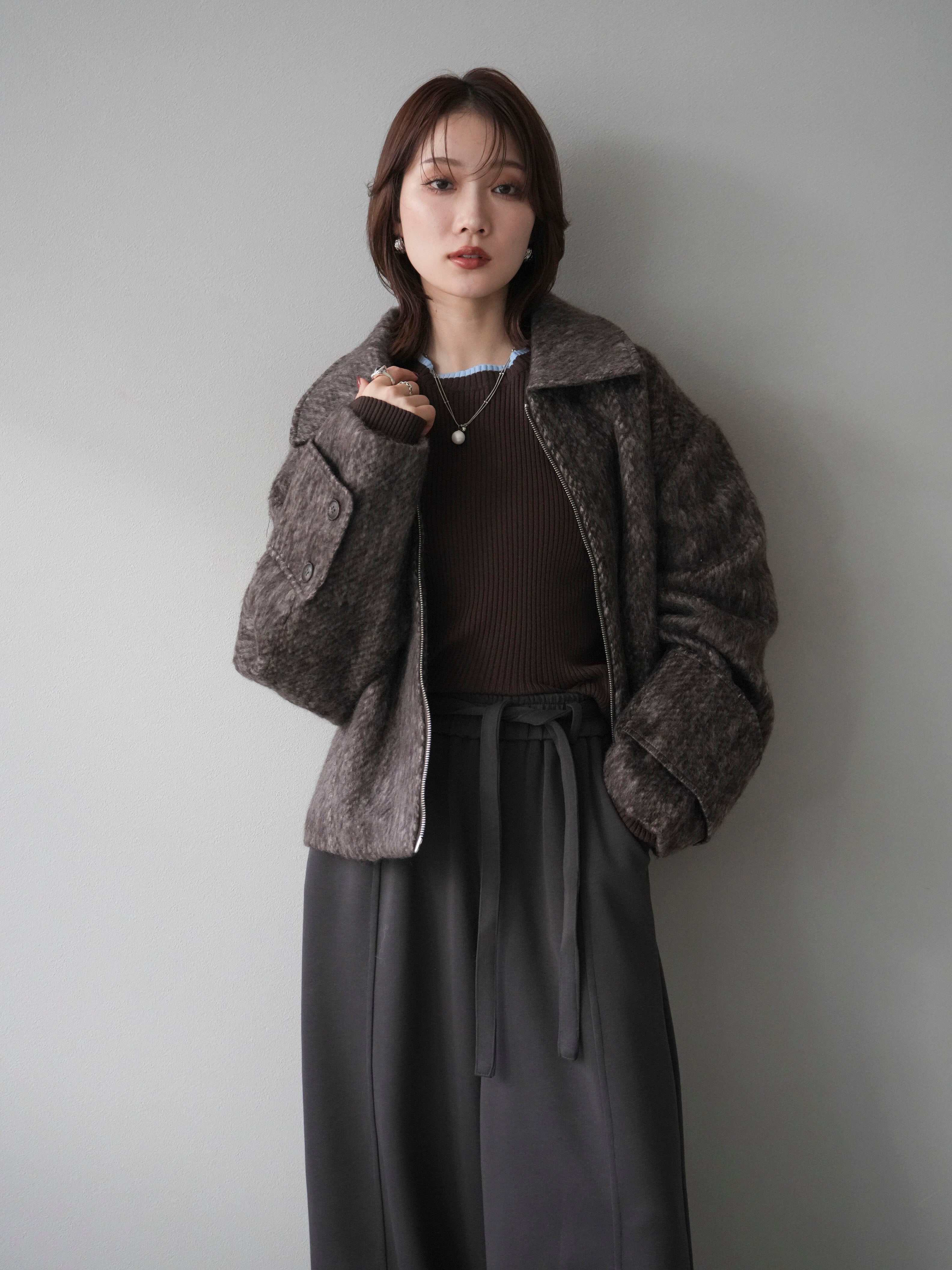 予約]袖ビックループシャギージップブルゾン/brown – Lumier