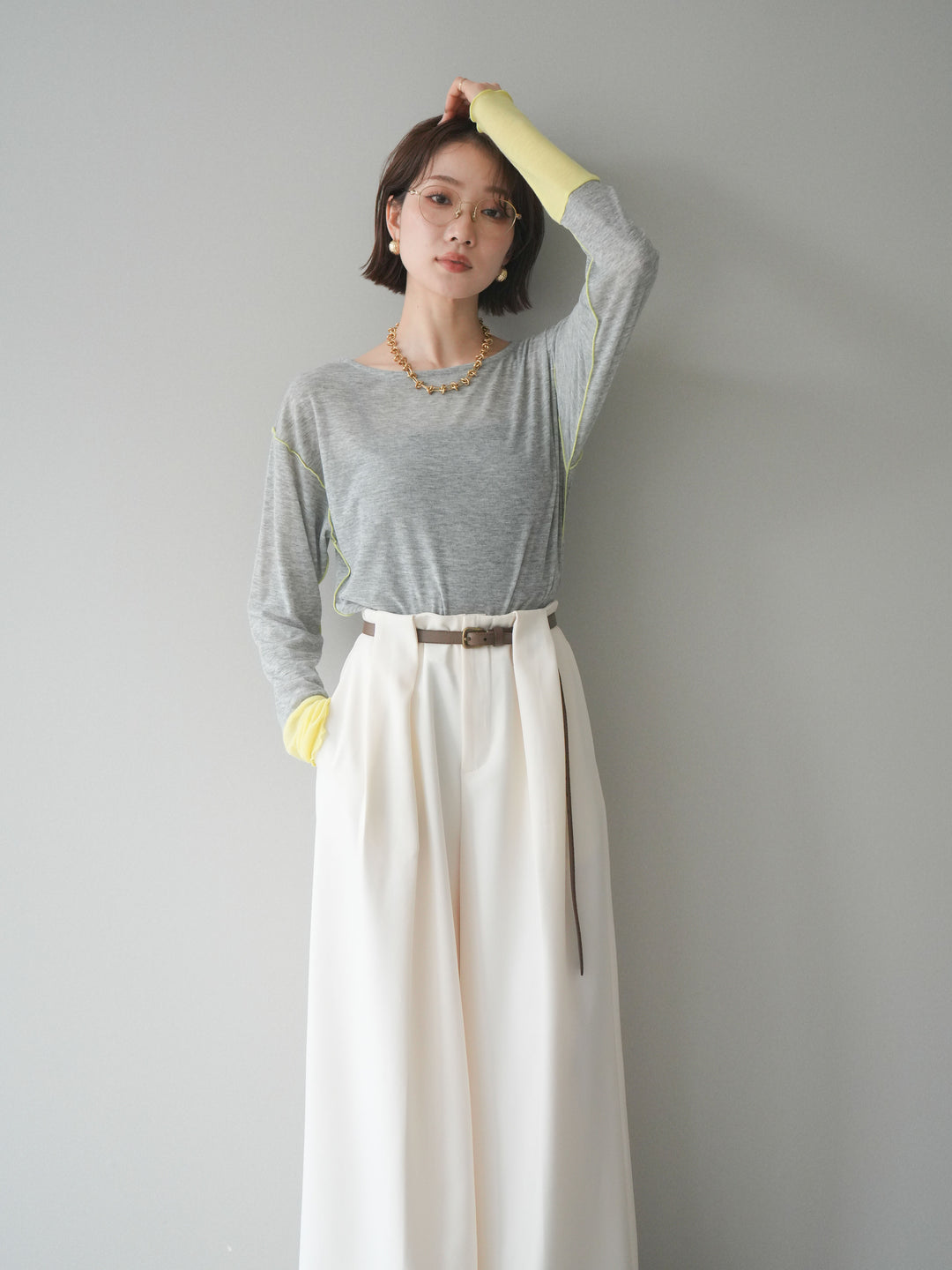 [SET]配色メロウトップス+配色メロウトップス(2set)