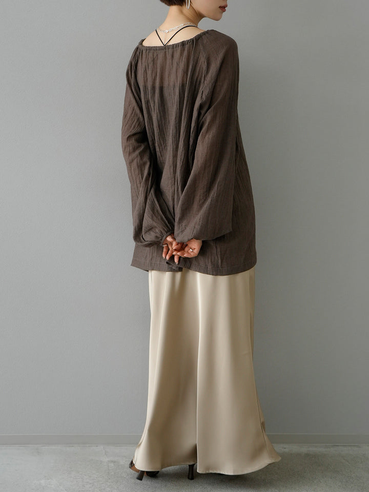 [Pre-order] Satin Narrow Skirt/Camel