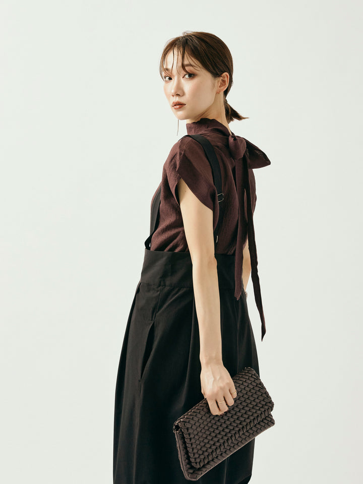 [予約]シャイニーシアーブラウス/ボルドー