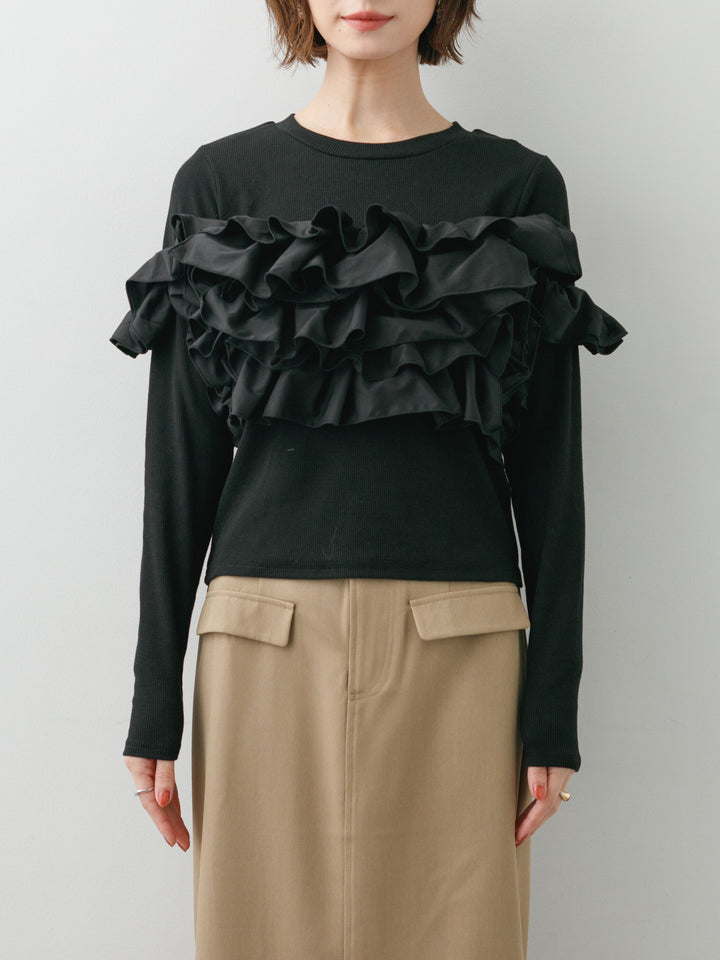 [予約]カットリブマルチWAYトップス/black